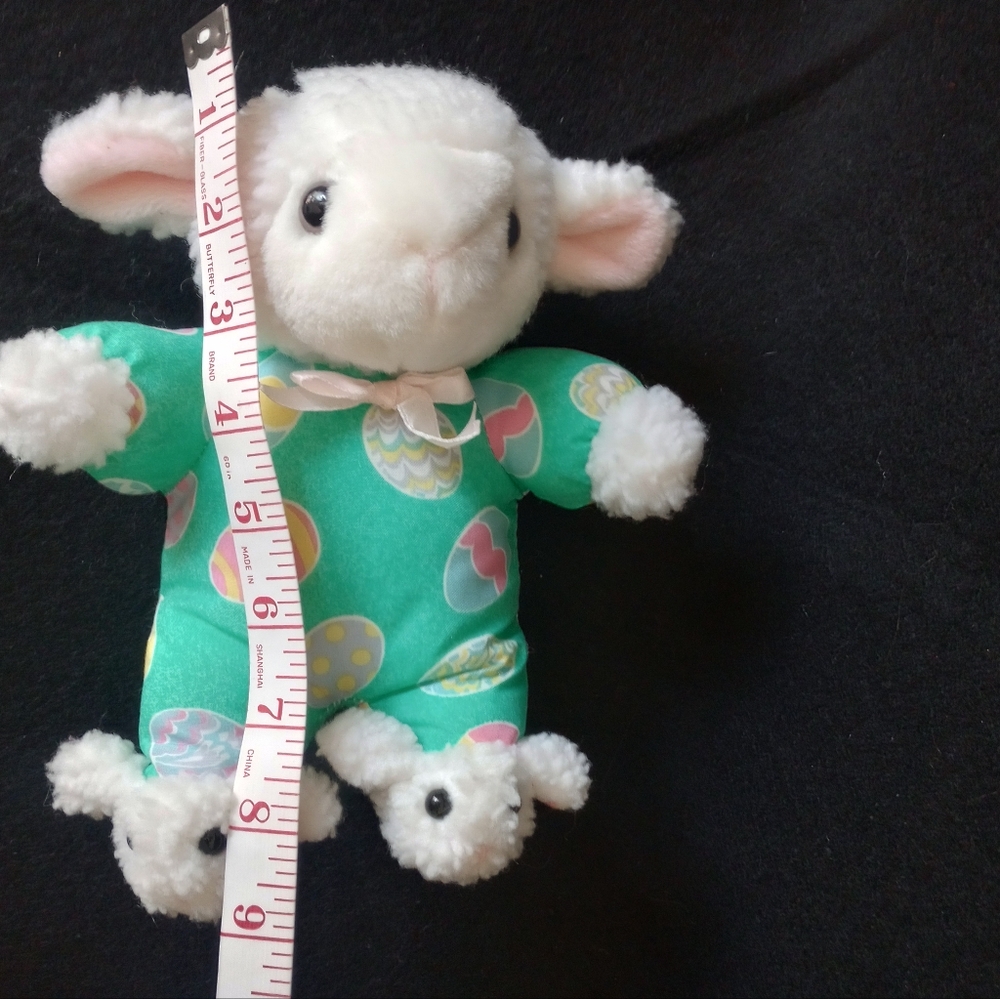 Wal-Mart Baby Lamb 8” Plush Doll Toy Easter Sheep in Bunny Slippers Green - Picture 6 of 6